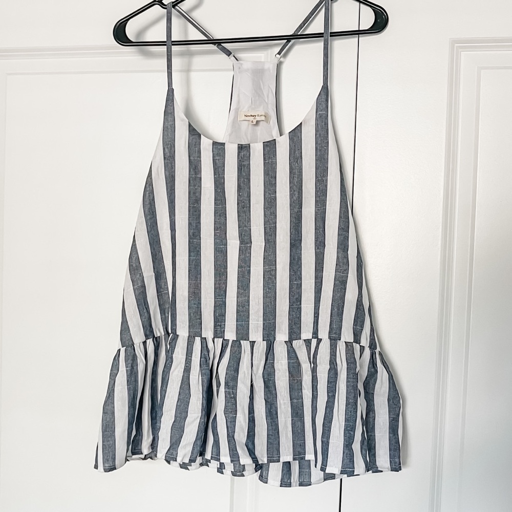 NWOT Striped Peplum Racerback Adjustable Strap Tank Top
